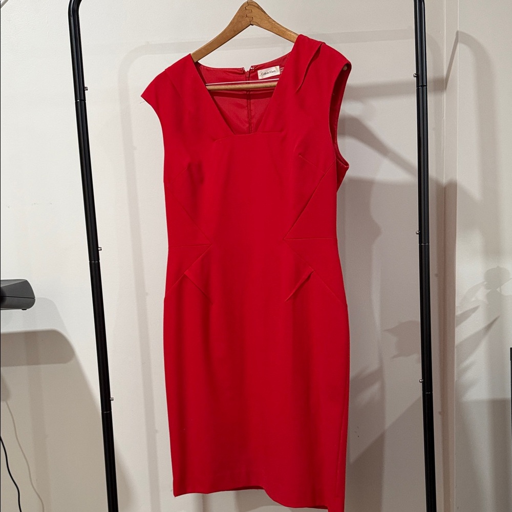 Calvin Klein Vibrant Red Midi Dress